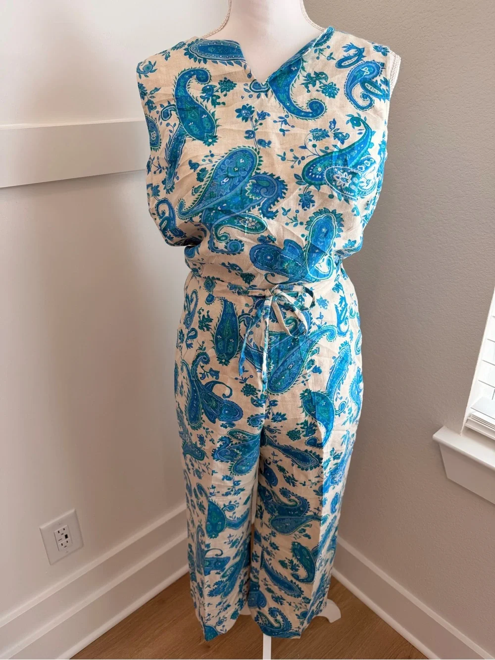 ✨ Vintage Units 100% Linen Paisley Matching Set ✨